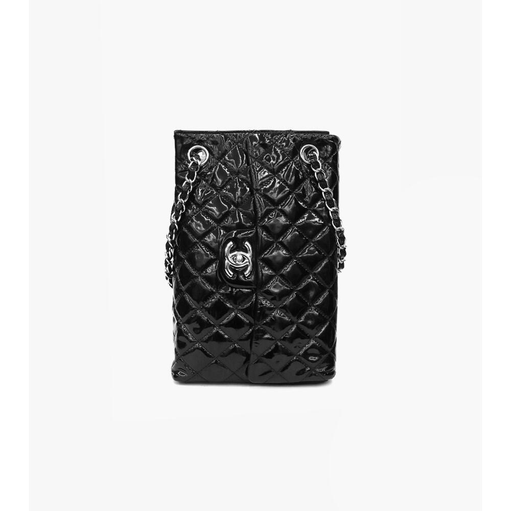 CHANEL Black Patent Classic Seasonal Bag C-A5337